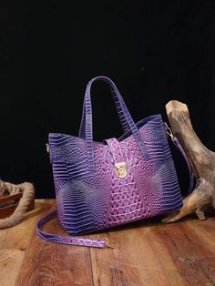 Purple Crocodile Pattern Tote Bag Combo: Stylish and Spacious for 2024 Purple Satchel With Large Capacity, Large Capacity Purple Satchel, Purple Handheld Bag With Large Capacity, Purple Satchel Shoulder Bag With Large Capacity, Large Capacity Purple Leather Bag, Large Capacity Handheld Purple Bag, Trendy Crocodile Pattern Shoulder Bag For Shopping, Trendy Purple Shopping Bag, Trendy Purple Bags For Shopping