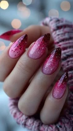 Red And Pink Nail Designs, Pink Nail Art Designs, Nails Collection, Pink Ombre Nails, Ombre Nails Glitter, Pink Nail Art, Ombre Nail Designs, Christmas Nail Art Designs, Elegant Designs