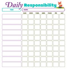 Printable Daily Chore Charts Blank Chore Chart Printables, School Todo List, Chore Chart Template Free, Pocket Money Chart, School Trip Packing, Chore Template, Diy Chore Chart Kids, Back To School Bullet Journal, Teen Chore Chart