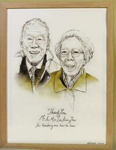 a drawing of two older people with the words thank you, mr and mrs lenn