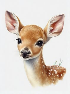 a painting of a baby deer looking at the camera