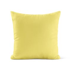 a yellow pillow on a white background