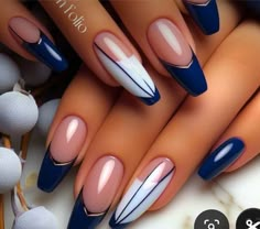 Elegant Brown Nails, Blue French Tips Nails, Red Heart Crown, Elegant Touch Nails, Fancy Nails Designs, Her Nails, Dope Nail Designs, Acrylic Nails Coffin Short, Glam Nails