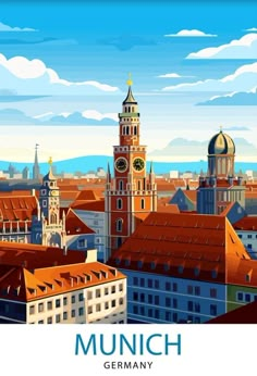 an image of a cityscape with the words munich germany on it