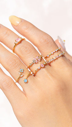 Fruit Rings, Celestial Rings, Strawberry Ring, Perfect Peach, Celestial Ring, Dainty Rings, Chain Rings, Birthstone Rings, Pretty Jewelry