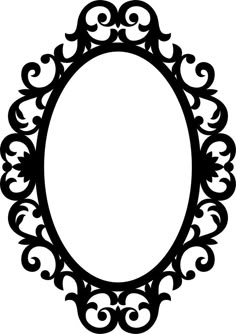 a black and white circular frame with swirly scrolls on it's sides,