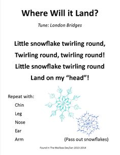 a snowflake poem is shown with the words where will it land?