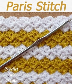 the crochet paris stitch is being worked on