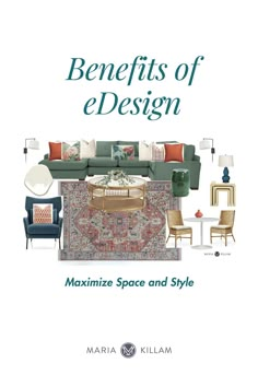 a book cover with an image of a couch, chair and rug in the middle