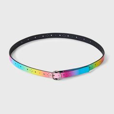 Add a touch of style to their ensemble with the Girls' 3pk Rainbow Belt Set - Cat & Jack™. This set comes in a pack of three belts, each showcasing vibrant rainbow patterns and colors. With adjustable lengths, they can be easily tailored to fit different waist sizes for a comfortable and secure fit. Let your child flutter with style with this rainbow belt set. Cat & Jack™: Designed for all children so you can trust it's made for yours. Rainbow Belt, Rainbow Belts, Elastic Hair Ties, Rainbow Pattern, Leather Pieces, Cat & Jack, Belt Size, Girls Accessories, Girls Shopping