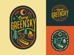 four different logos for camp greensky