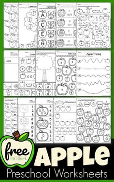 an apple preschool worksheet with the words, free printables and pictures