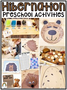 there is a collage of different activities for children to do with the animals and bears