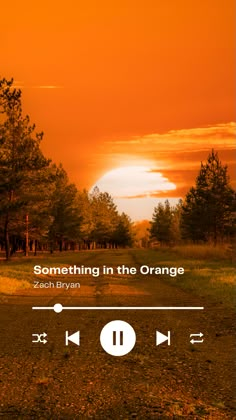 an orange sky with the words something in the orange on it and some trees around