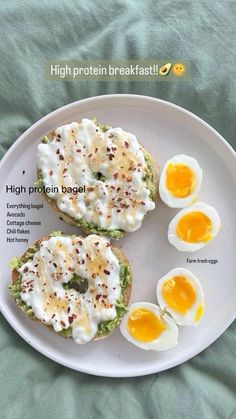 an egg and avocado sandwich is shown on a plate with three hard boiled eggs