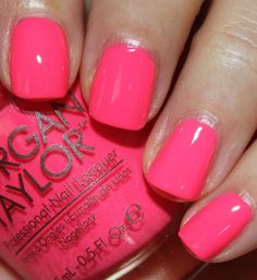 I'm very excited to bring you the Morgan Taylor Neon Color Collection for summer today! You see, this is my first ever experience with Morgan Taylor Nail Toenail Designs, Pretty Nail Polish, Manicure Colors, Pink Manicure, Awesome Nails, Morgan Taylor, Glamorous Nails, Polish Colors