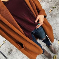 Burnt Orange Sweater Outfit Fall, Warm Color Outfits