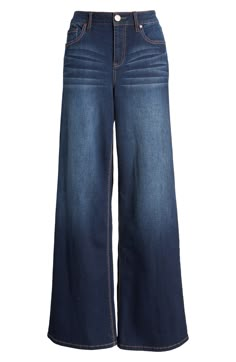 Whiskering and sanding add edginess to these stretch-kissed jeans featuring a wide leg and faded indigo wash. 33" inseam; 25" leg opening; 10 1/2" front rise; 15 1/2" back rise 56% cotton, 22% REPREVE® recycled polyester, 21% rayon, 1% spandex REPREVE recycled polyester is made from 100% post-consumer recycled plastic bottles Machine wash, tumble dry Imported Flare Wide Leg Jeans, Women’s Wide Leg Jeans, Cheap Wide-leg Jeans, Cheap Cotton Wide-leg Flare Jeans, Wide Bottom Jeans, Open Jeans, Non-stretch Cotton Wide-leg Jeans, Womens Wide Leg Jeans, Non-stretch Washed Wide Leg Jeans