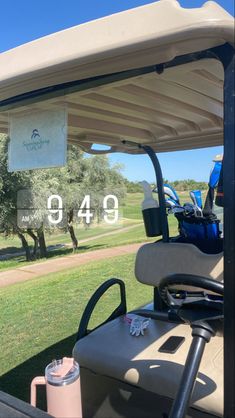 a golf cart with the number 949 on it