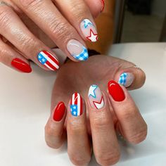 Fun 4th Of July Nails, 4tg Of July Nails Acrylics, Lilly Pulitzer Nails, Europe Summer Nails, Patriotic Nails, Western Nails, Country Nails, Fourth Of July Nails, 4th Of July Nails