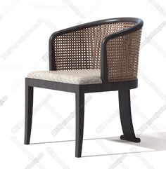 a chair that is made out of wood and wicker with a seat cushion on the back