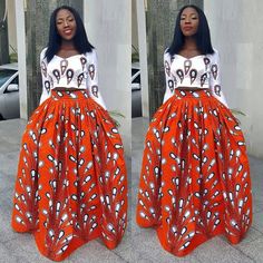 Ankara Maxi Skirt Styles For Ladies - DeZango Fashion Zone African Crop Top, African Maxi Skirt, Skirt Matching Set, African Print Maxi Skirt, African Skirts, Maxi Skirt Style, Ankara Skirt, Ankara Print