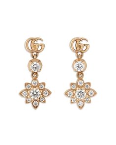 Gucci 18K Rose Gold Flora Diamond Flower Drop Earrings Gucci Jewelry Earring, Gucci Luxury Drop Earrings, Luxury Floral Earrings For Formal Occasions, Luxury Flower Shaped Formal Earrings, Luxury Flower-shaped Formal Earrings, Luxury Bridal Earrings In Flower Shape For Formal Events, Luxury Floral Shaped Bridal Earrings For Formal Occasions, Luxury Floral Bridal Earrings For Formal Occasions, Luxury Flower Diamond Earrings