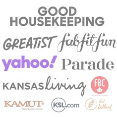 some type of font that is in different colors and sizes, with the words good house keeping