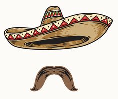 a sombrero with a moustache on it's head and mustache