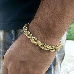 Mens Rope Chain, Bracelet Men Gold, Rope Bracelet Men, Braided Rope, Hip Hop Jewelry, Twist Braids, Mens Gold, Jewelry Bracelet, Rope Chain