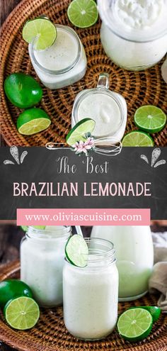 the best brazilian lemonade recipe is made with fresh limes, coconut and whipped cream