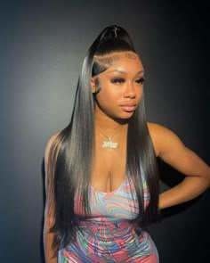 Black Ponytail, Hair Colorful, Straight Human Hair Bundles, Frontal Wig Hairstyles, Vacation Hairstyles, Frontal Hairstyles, Wigs Human Hair, Hair Ponytail Styles