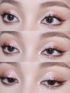 Brown Eyeliner Eye Makeup. Almond Eye Makeup Aesthetic, Pink Doe Eye Makeup, Bear Eyeliner, Seventeen Eye Makeup, Brown Doe Eye Makeup, Pink Makeup Brown Eyes, Pink And Brown Makeup, Roundish Almond Eyes Makeup, Brown And Pink Makeup