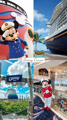 disney cruise and mickey mouse characters at the entrance