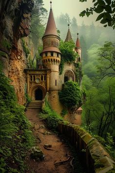 an image of a castle in the woods