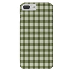 a green and white checkered phone case with the back cover open to show it's design