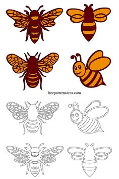 bees and honeybees are shown in four different colors, each with their own name