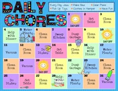 the daily chores chart for babies and toddlers