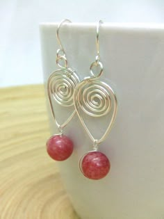 Wire Wrap Earrings, Earrings Wire, Wrap Jewelry, Agate Earrings, Spiral Earrings