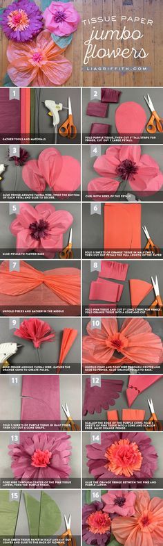 how to make paper flowers that look like they have been folded in different colors and sizes