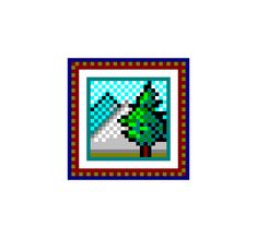 a cross stitch pattern with a small green tree