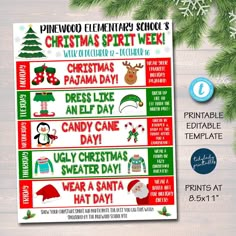 Christmas School Spirit Week Itinerary Schedule, Daily Weekly Calendar, School Pto Pta, Elementary Kids Holiday Planner, Editable Template Winter School Spirit Week, School Christmas Themes, Christmas Week Activities For Kids, Christmas School Dress Up Days, Christmas School Themes, December Dress Up Days For School, Christmas Dress Up Days School, Holiday Spirit Week Ideas, Christmas Spirit Week Ideas