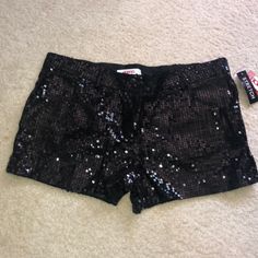 Black Sequence Shorts With Stretch These Are Perfect For Nye Or Any Celebration Casual Black Sequined Bottoms, Black Sequined Short Bottoms, Trendy Black Sequined Bottoms, Chic Black Sequined Shorts, Sequence Shorts, Be Perfect, Cute Outfits, Womens Sizes, Womens Shorts