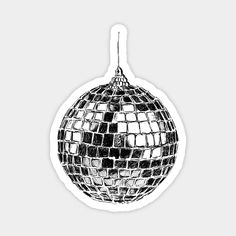 Black and white realistic disco ball drawing. -- Choose from our vast selection of magnets to match with your desired size to make the perfect custom magnet. Pick your favorite: Movies, TV Shows, Art, and so much more! Available in two sizes. Perfect to decorate your fridge, locker, or any magnetic surface with. White And Black Stickers, Aesthetic Scrapbook Stickers, Iconic Stickers, Disco Stickers, Disco Ball Drawing, Black White Stickers, Pc Stickers, Disco Ball Sticker