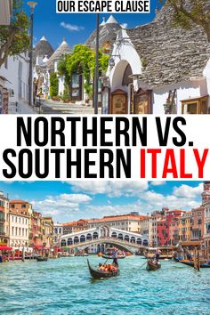 the cover of our escape clause for northern vs southern italy, featuring boats in venice