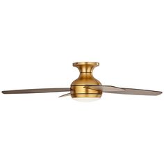 a gold ceiling fan with two blades