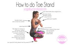 a woman doing yoga poses with the words how to do ice stand in front of her