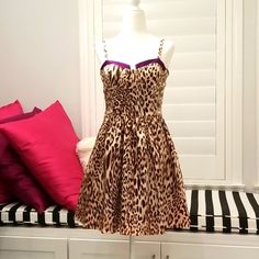 Leopard Print Dress/Gorgeous Dress For Personal Collection/ Never Worn Purple Fitted Sundress, Chic Lined Purple Dress, Fitted Purple Sundress, Chic Purple Lined Dress, Purple Lined Sundress, Purple Lined Dress For Date Night, Chic Purple Lined Mini Dress, Chic Lined Purple Mini Dress, Purple A-line Sundress