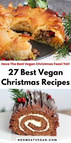 vegan christmas desserts with text overlay that reads 27 best vegan christmas recipes