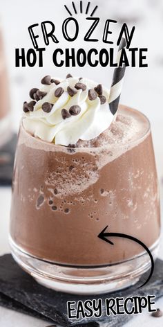 a chocolate dessert with whipped cream and chocolate chips